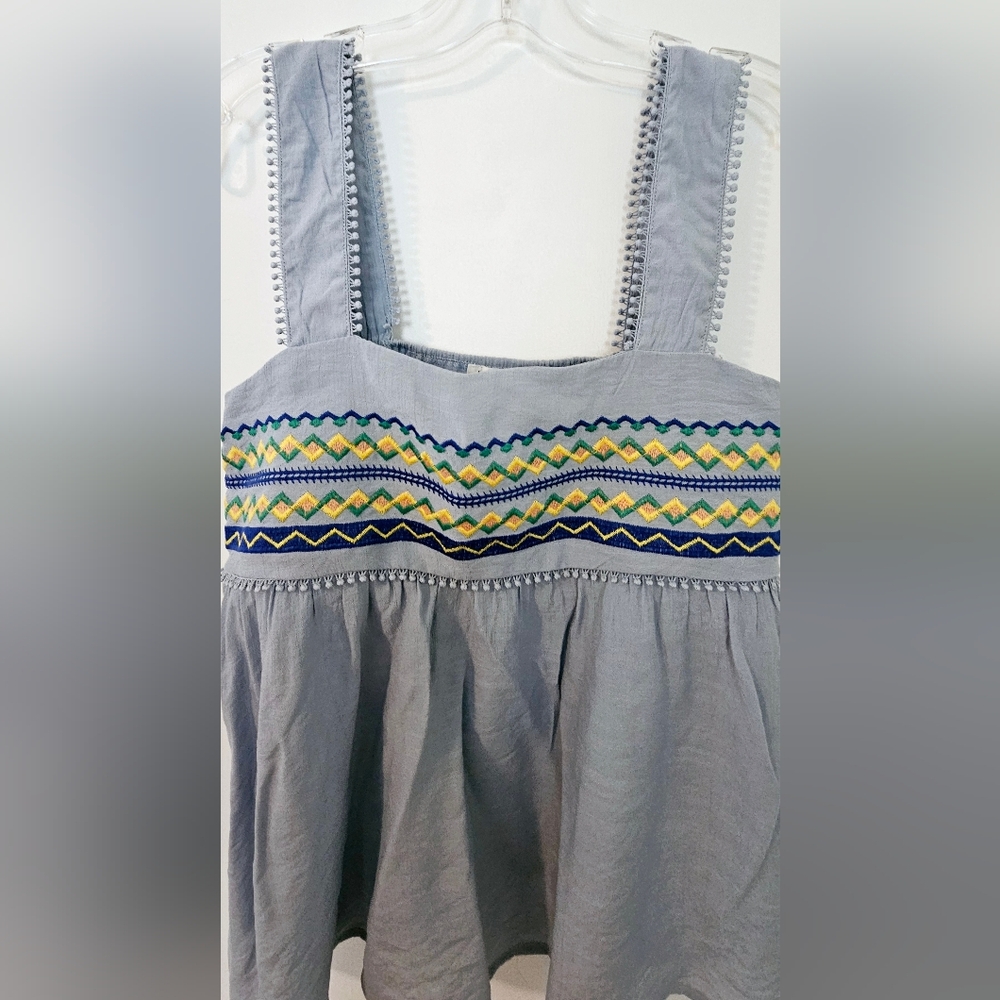 Blu Pepper Sky Blue Elastic Tank Top Women’s Embroidery Size Large - Picture 2 of 12